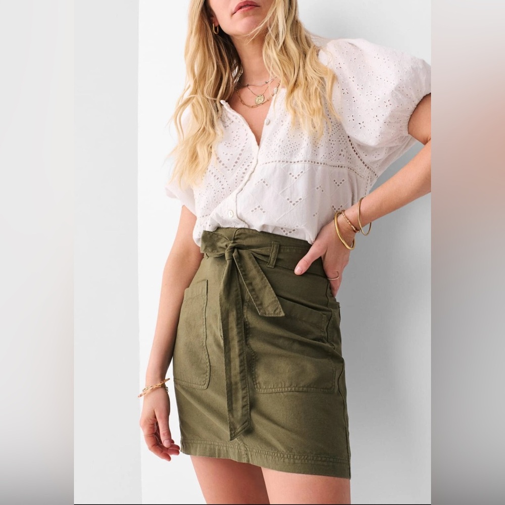 Faherty Women's Palos Verdes Linen Blend Skirt In Military Olive Size: 4